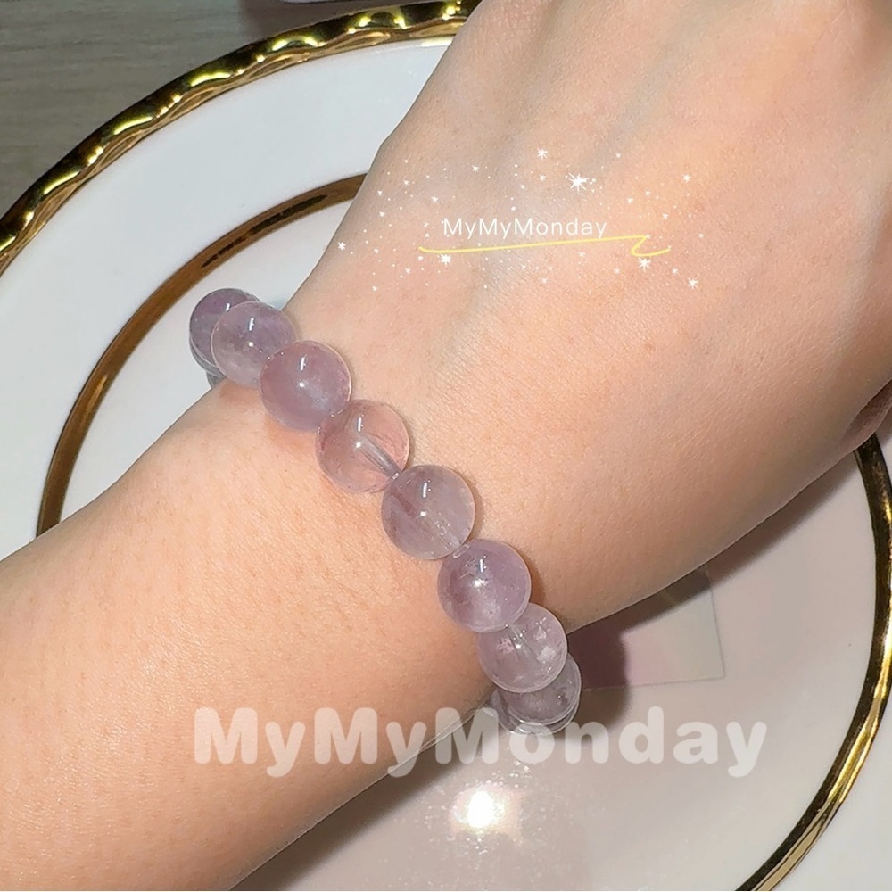 Purple Rabbit Hair Rutilated Quartz Bracelet 9mm - Picture 3 of 6